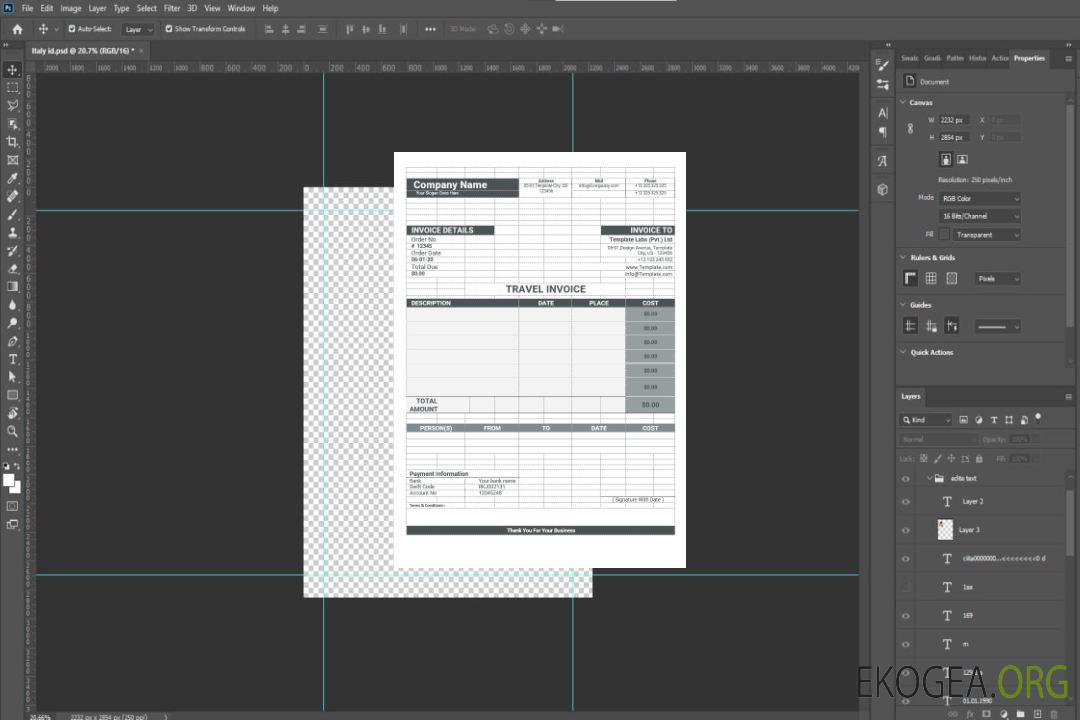 Exemple de modèle de facture de voyage template Exemple de modèle de facture de voyage template